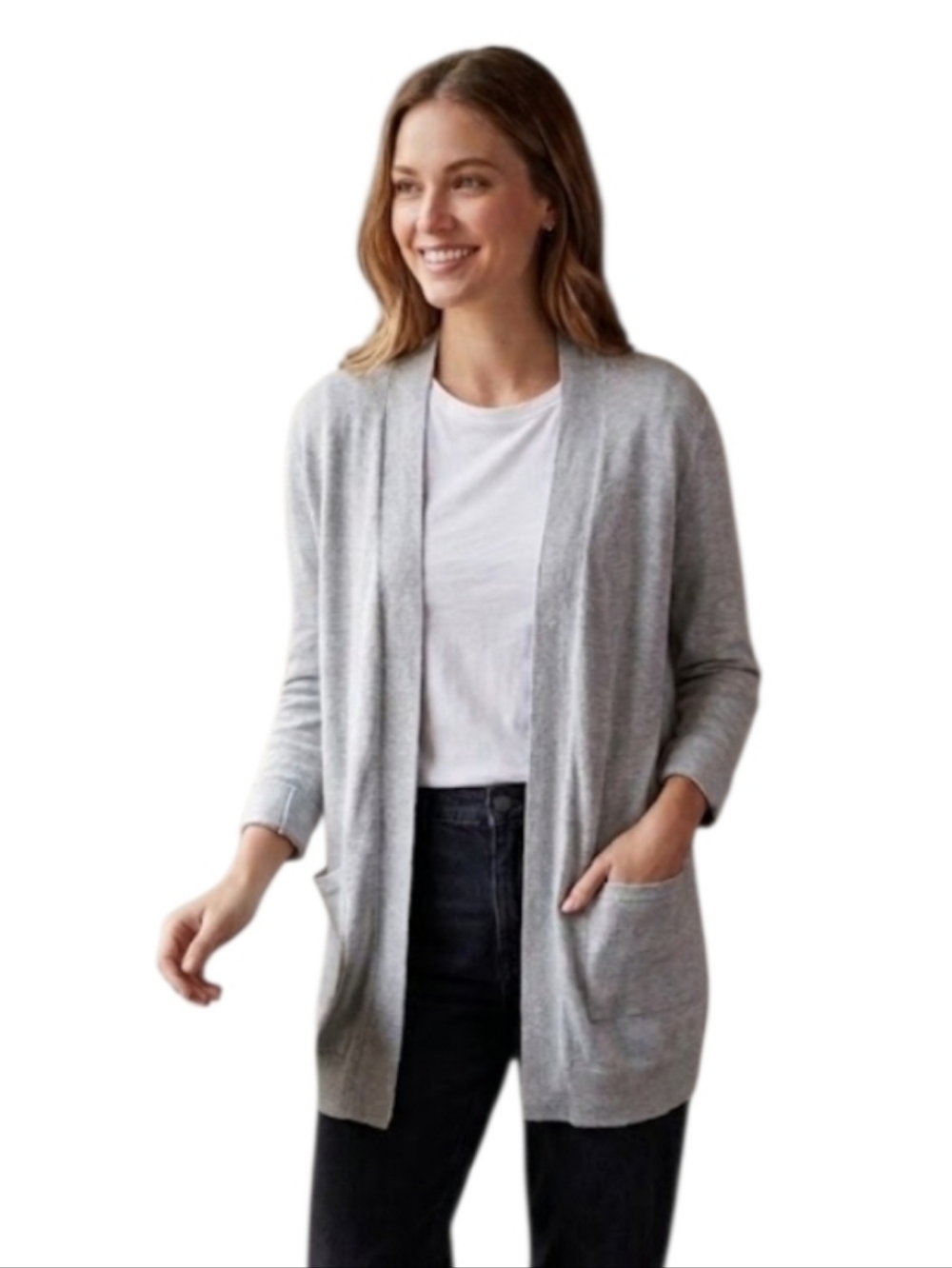 Peyton Primrose Light Gray Open Cardigan Size‎ Small
